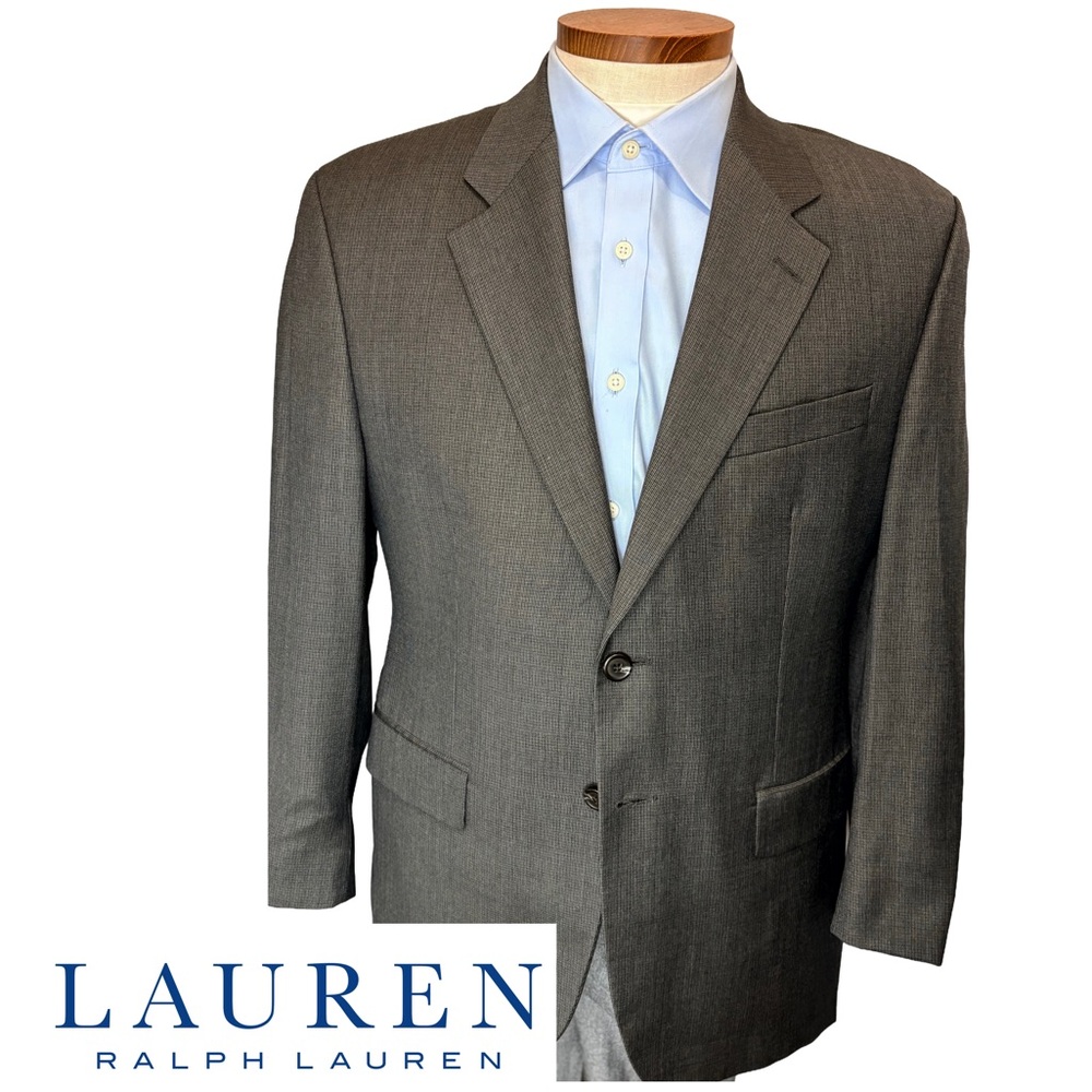 Lauren Ralph Lauren Men's 40S Brown Black Birdseye Wool Cashmere Blazer Jacket
